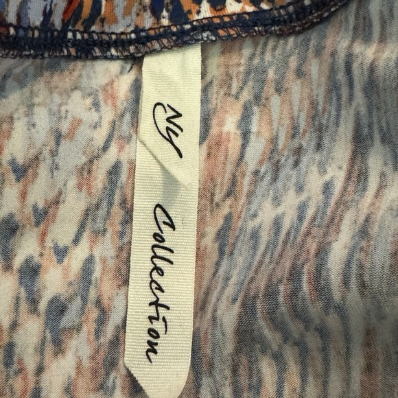 NY Collection XL Top Shirt Orange Striped Scoop Neck Bell 3/4 Sleeve Stretch - Picture 7 of 8